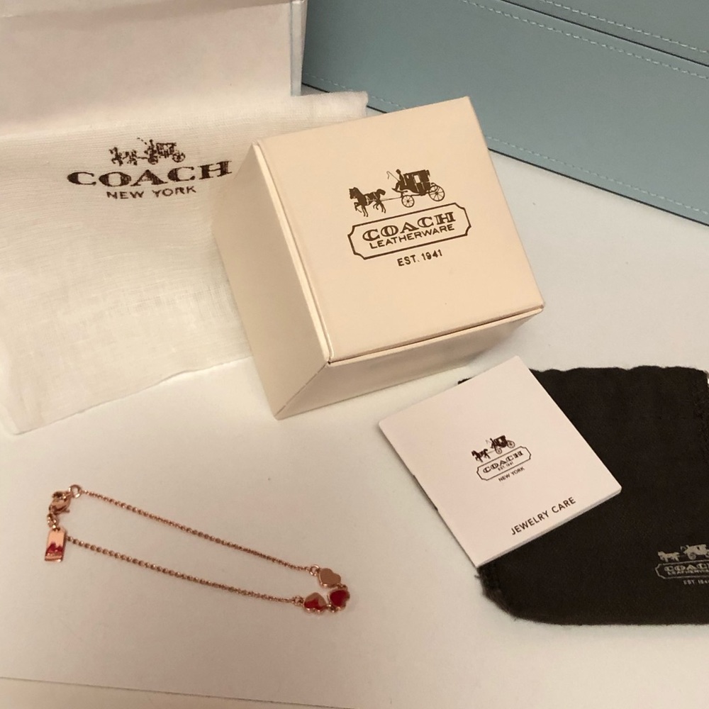 SOLD!!! Coach RoseGold w/ 3 Hearts Strand Bracelet